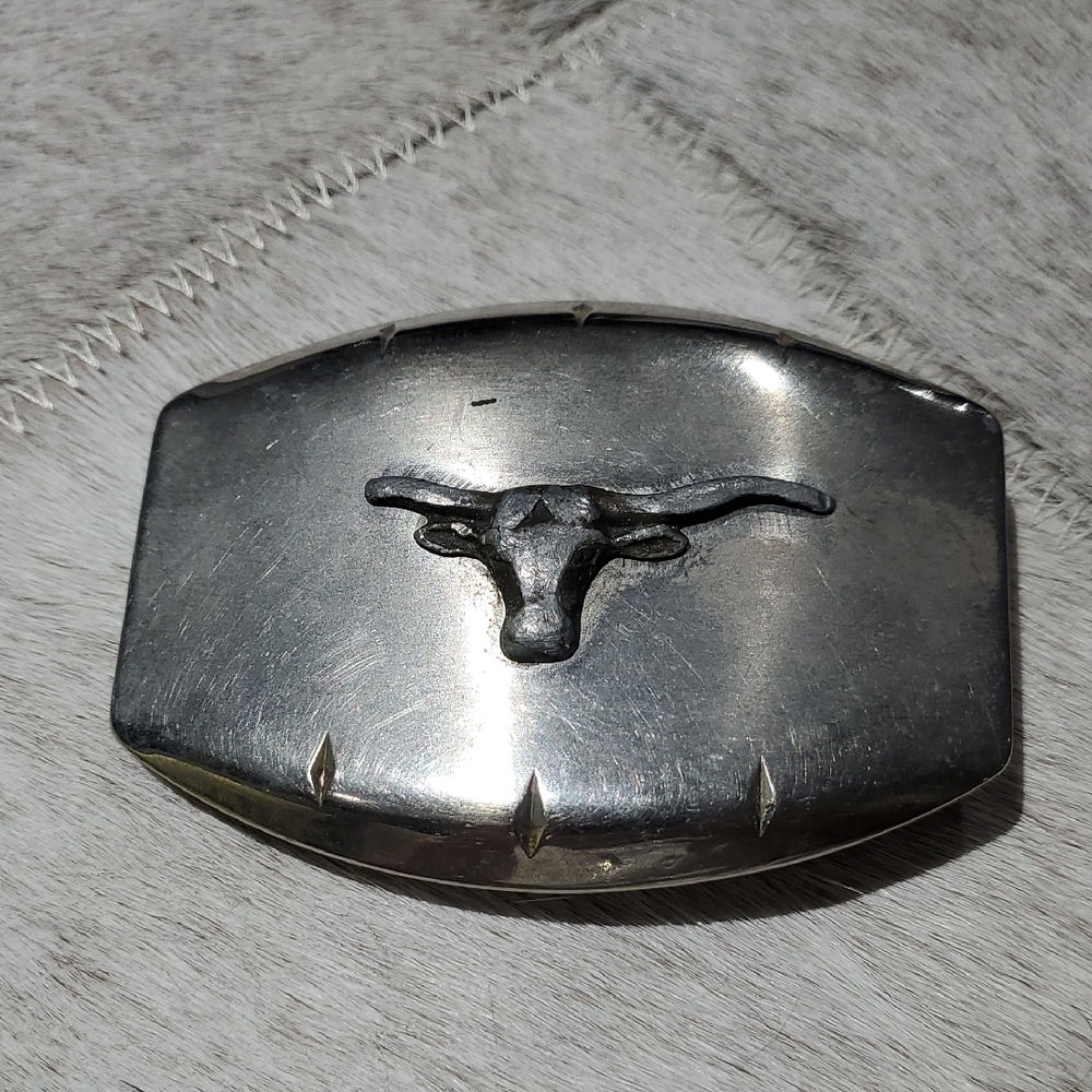 Vintage Silver Bullhead  Longhorn Belt Buckle